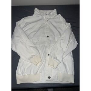 Innovations by Izzi White Vintage Bomber Jacket Windbreaker Womens Medium